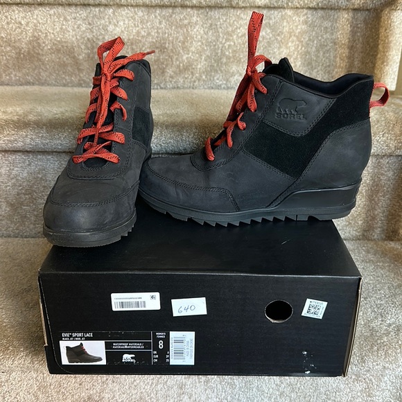 Sorel Evie Sport Lace Black Watetproof Booties - Picture 1 of 5
